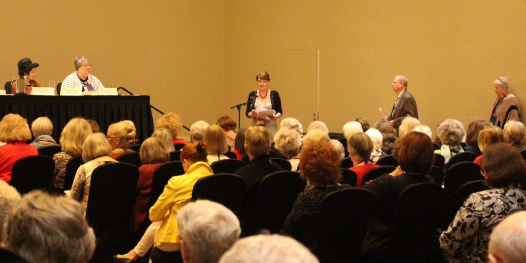 Ontario President, Melissa Morris-French, giving her annual report to the Council