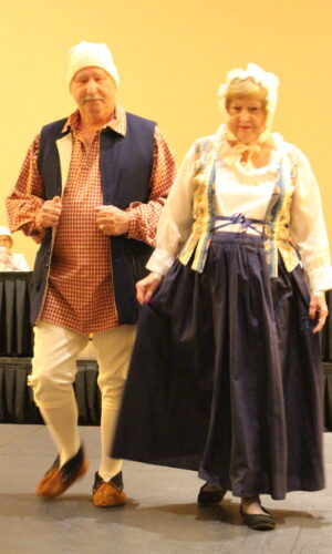 Mike Smith and Betty Michaud dressed as wealthy early 18th century French farmers