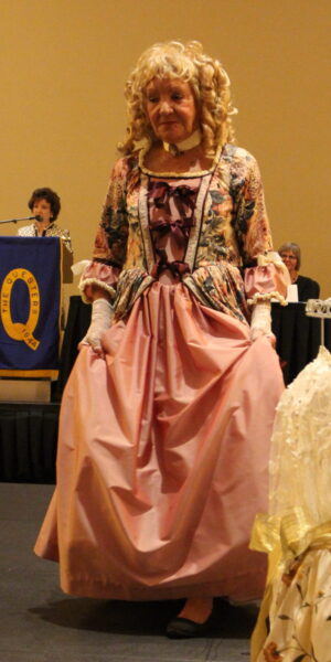 Pearl Roberts in an 18th century day dress