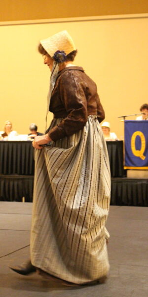 Jackie King wearing an early 1800s dress